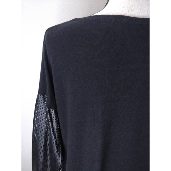 Generation Love New York Black Perforated Faux Leather Sleeve Sweater Size XS/S - Picture 11 of 13